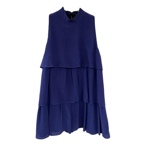 Pre-owned Just Cavalli Silk Mini Dress In Blue