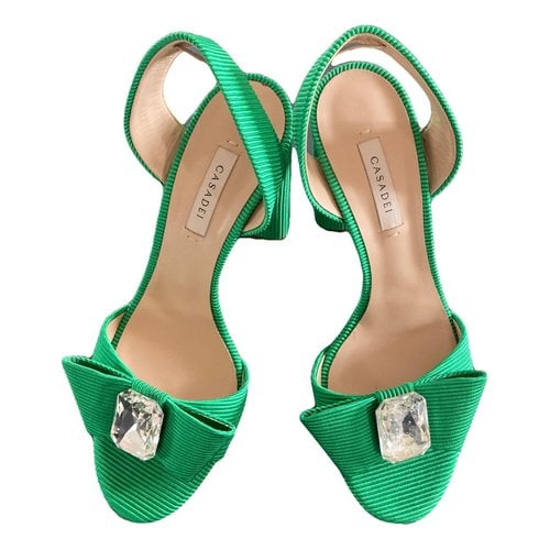 Pre-owned Casadei Cloth Sandal In Green