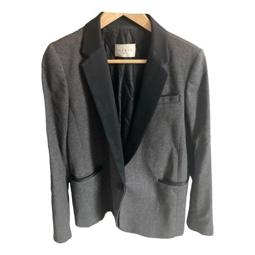 Pre-owned Sandro Fall Winter 2019 Silk Suit Jacket In Grey