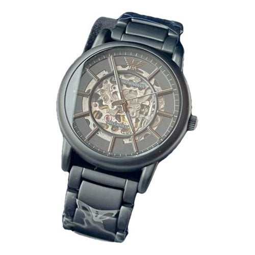 Pre-owned Emporio Armani Silver Watch In Black
