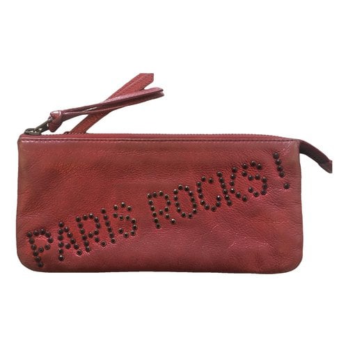 Pre-owned Zadig & Voltaire Rock Leather Clutch Bag In Red