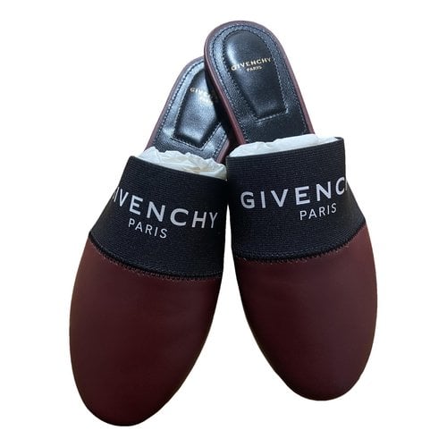 Pre-owned Givenchy Leather Mules & Clogs In Burgundy
