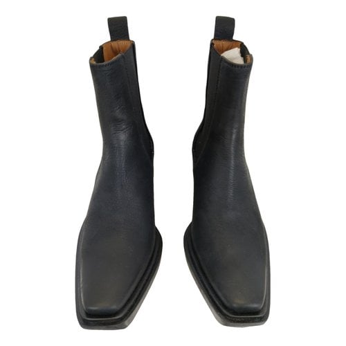 Pre-owned Copenhagen Studios Leather Western Boots In Black