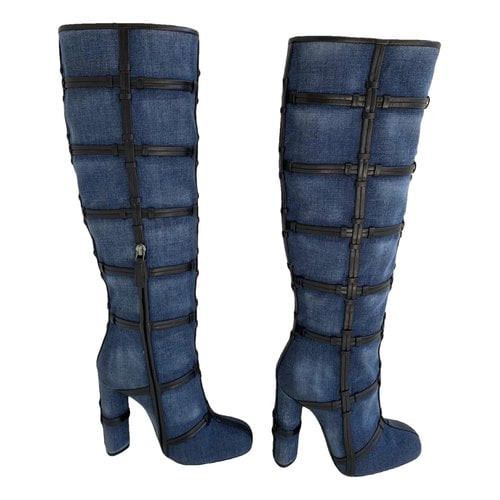 Pre-owned Tom Ford Cloth Boots In Blue