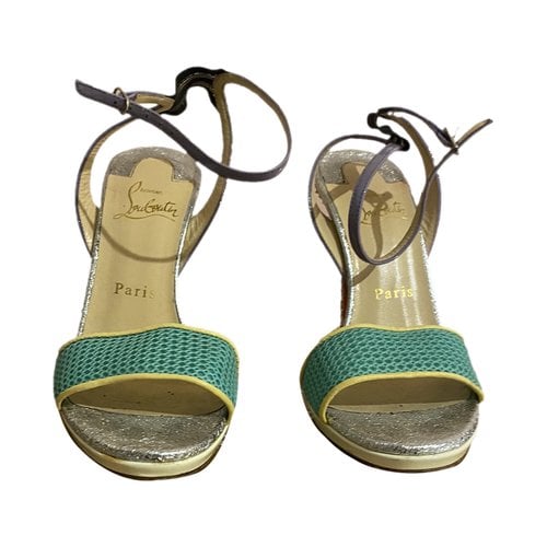 Pre-owned Christian Louboutin Glitter Sandals In Green