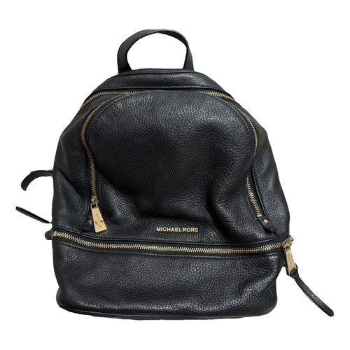 Pre-owned Michael Kors Rhea Leather Backpack In Black