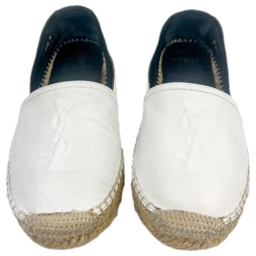 Pre-owned Saint Laurent Leather Espadrilles In White