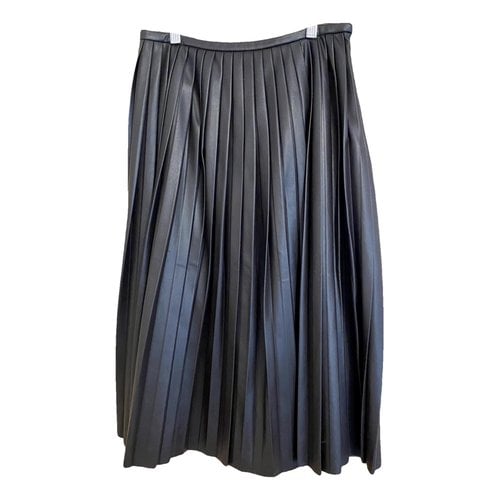 Pre-owned Samsoe & Samsoe Leather Mid-length Skirt In Brown