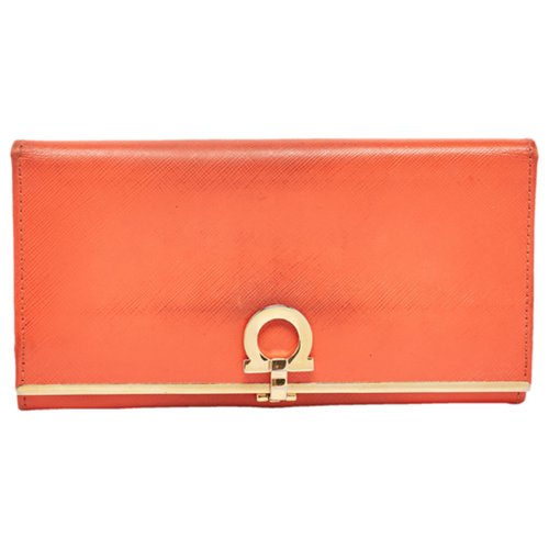 Pre-owned Ferragamo Leather Wallet In Orange