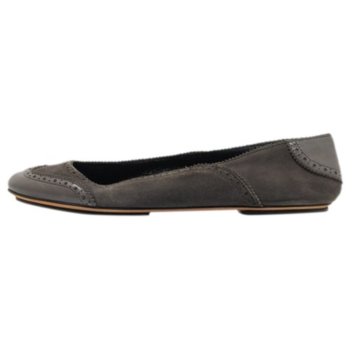 Pre-owned Dolce & Gabbana Leather Flats In Grey