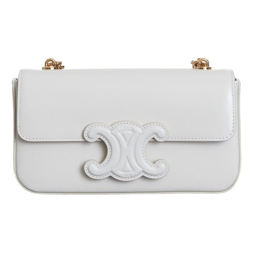 Pre-owned Celine Triomphe Leather Handbag In White