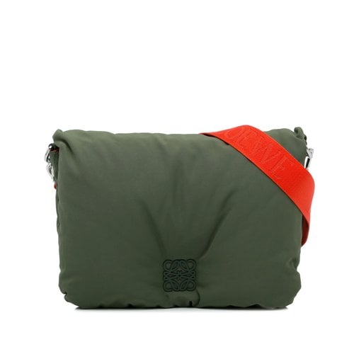 Pre-owned Loewe Goya Puffer Cloth Crossbody Bag In Green