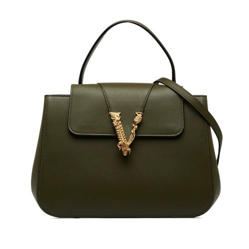 Pre-owned Versace Virtus Leather Crossbody Bag In Green