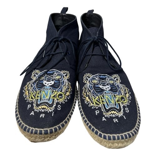 Pre-owned Kenzo Cloth Low Trainers In Navy