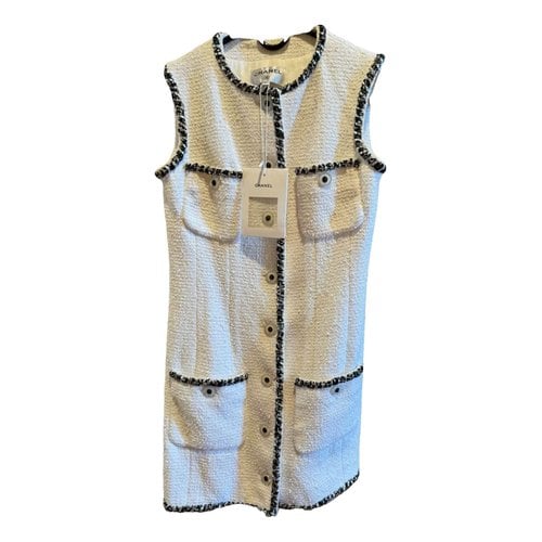 Pre-owned Chanel Tweed Dress In White