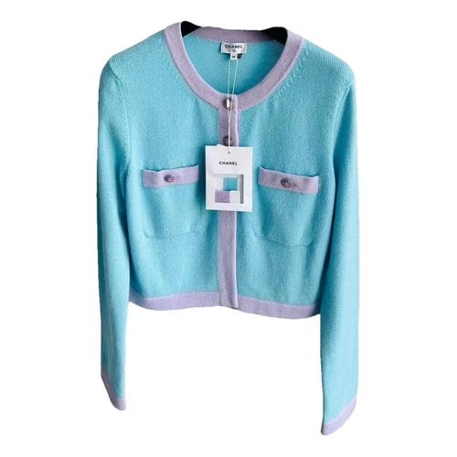 Pre-owned Chanel Cashmere Cardigan In Blue