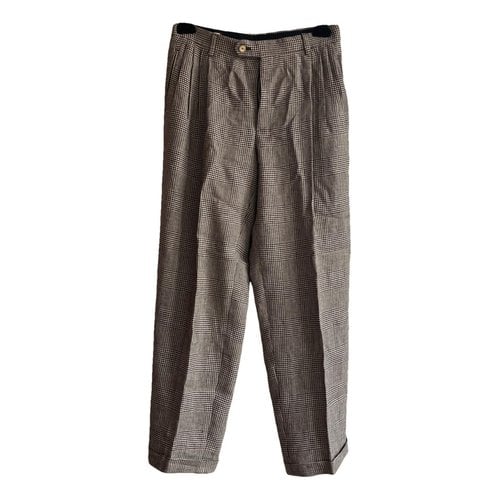 Pre-owned Gucci Linen Trousers In Brown
