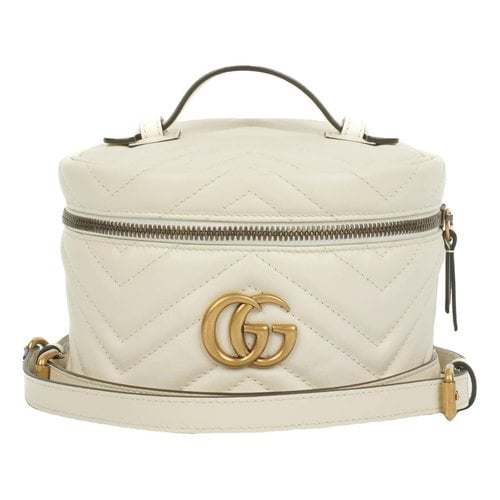 Pre-owned Gucci Ophidia Round Leather Backpack In White