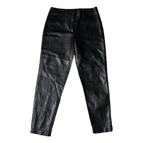 Pre-owned Akris Leather Carot Pants In Black