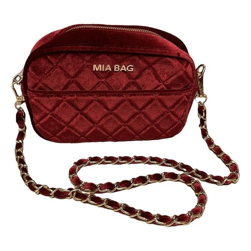 Pre-owned Mia Bag Velvet Clutch Bag In Burgundy