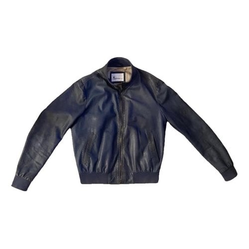 Pre-owned Moreschi Leather Jacket In Blue