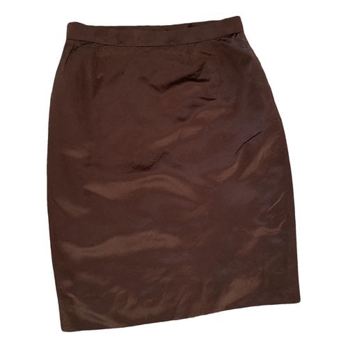 Pre-owned Lanvin Silk Mini Skirt In Brown