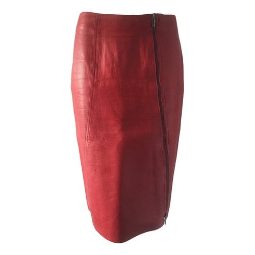 Pre-owned Gucci Leather Mid-length Skirt In Red