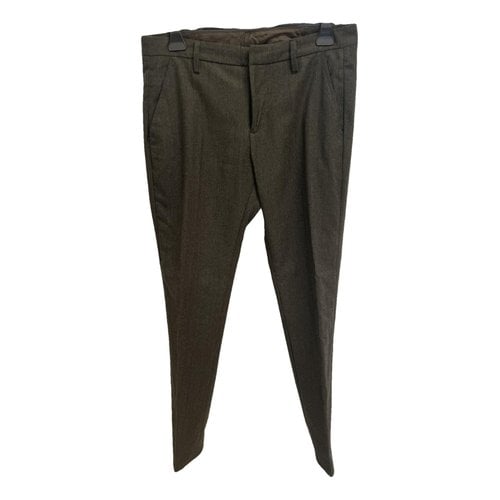 Pre-owned Dondup Wool Trousers In Khaki