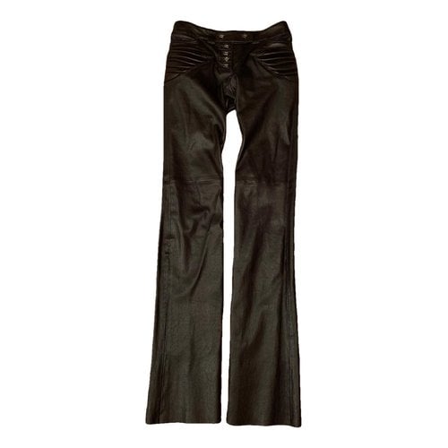 Pre-owned Alexander Mcqueen Leather Trousers In Black