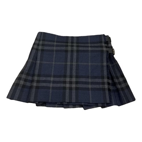 Pre-owned Burberry Wool Mini Skirt In Blue