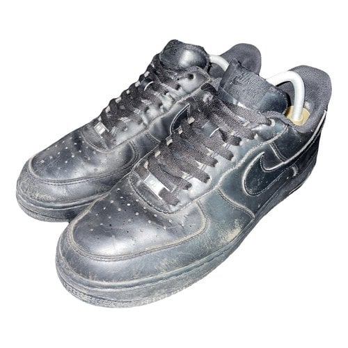 Pre-owned Nike Air Force 1 Vegan Leather Low Trainers In Black
