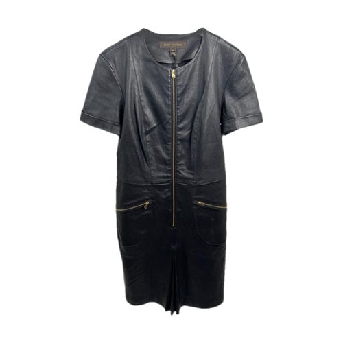 Pre-owned Louis Vuitton Leather Mid-length Dress In Black