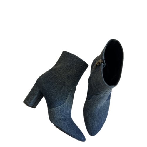 Pre-owned Saint Laurent Cloth Boots In Blue