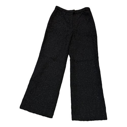 Pre-owned Chanel Wool Straight Pants In Black