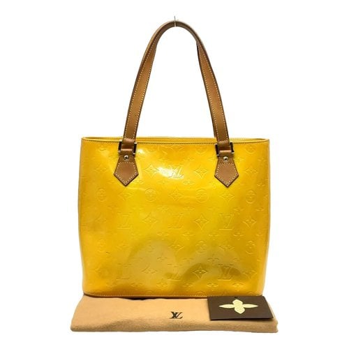 Pre-owned Louis Vuitton Houston Leather Handbag In Yellow
