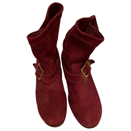 Pre-owned Jimmy Choo Boots In Burgundy