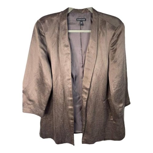 Pre-owned Eileen Fisher Linen Jacket In Brown
