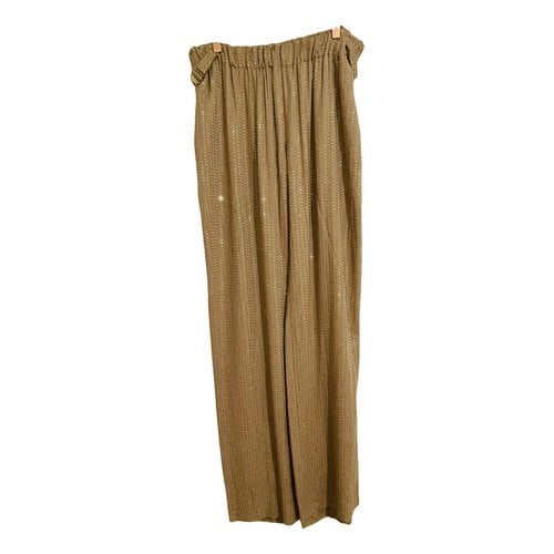 Pre-owned Gucci Silk Straight Pants In Gold