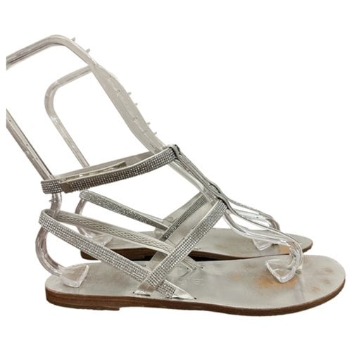 Pre-owned Pedro Garcia Leather Sandal In Silver