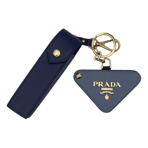Pre-owned Prada Leather Bag Charm In Blue