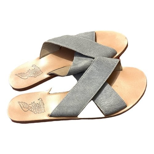 Pre-owned Ancient Greek Sandals Leather Flats In Grey