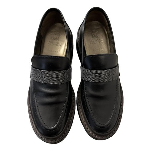Pre-owned Brunello Cucinelli Leather Flats In Black