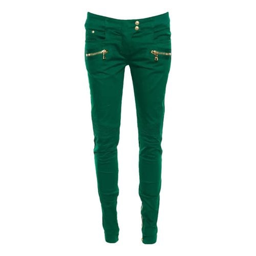 Pre-owned Balmain Cloth Trousers In Green