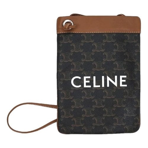 Pre-owned Celine Triomphe Leather Handbag In Brown