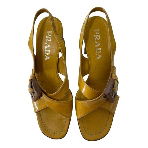 Pre-owned Prada Leather Sandals In Yellow