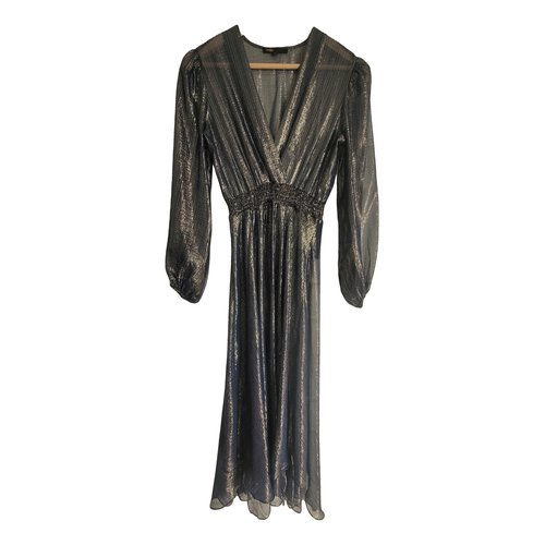 Pre-owned Maje Silk Mid-length Dress In Metallic