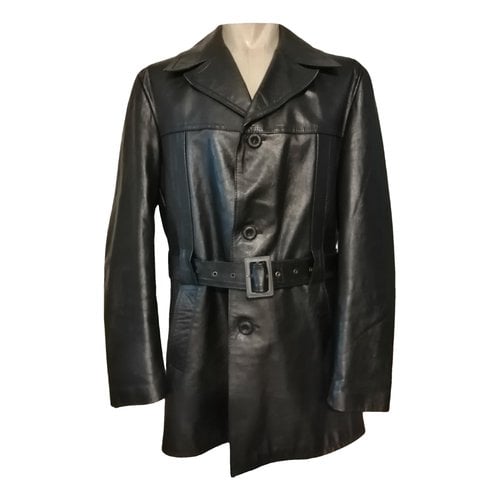 Pre-owned Understated Leather Leather Biker Jacket In Black