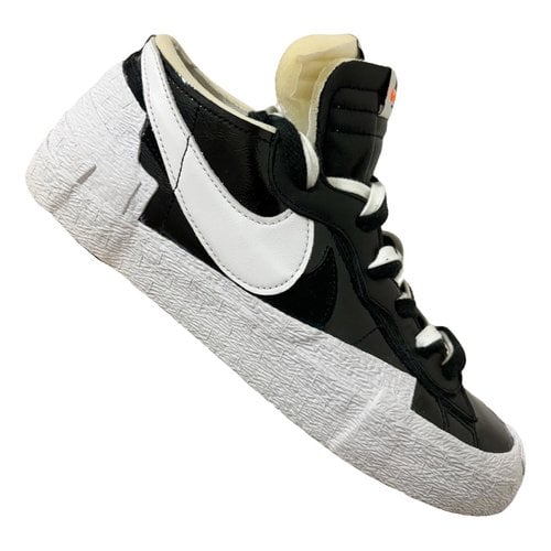 Pre-owned Nike Blazer Leather Low Trainers In Black