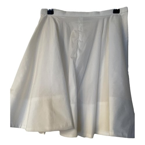 Pre-owned Miu Miu Silk Mini Skirt In Ecru