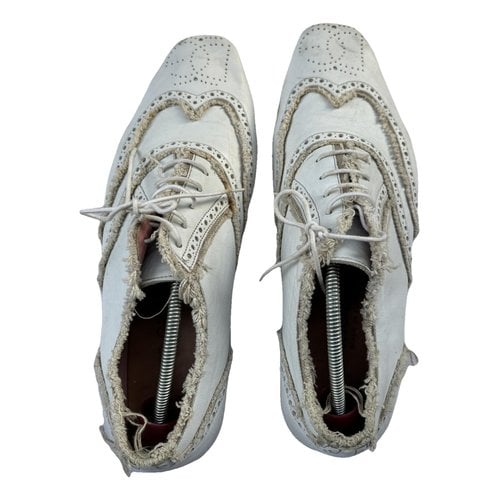 Pre-owned Dolce & Gabbana Leather Flats In White